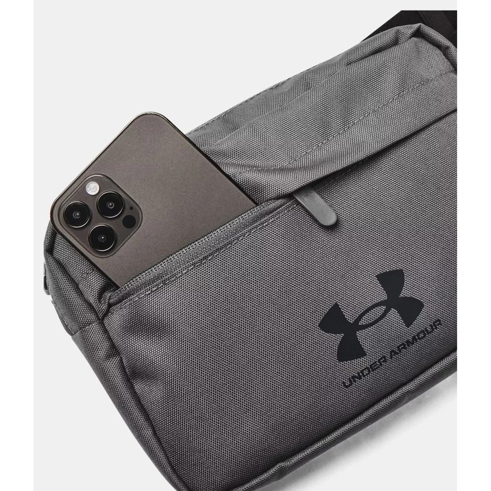 Under Armour UA Essential Lite Waist Bag/Crossbody Sling Castlerock Gray/Black - Picture 4 of 6